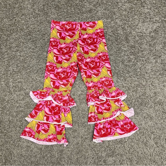 Matilda Jane Baroque rose Bennys‎ pull on ruffle pants size 4 stretchy bright - Picture 1 of 4